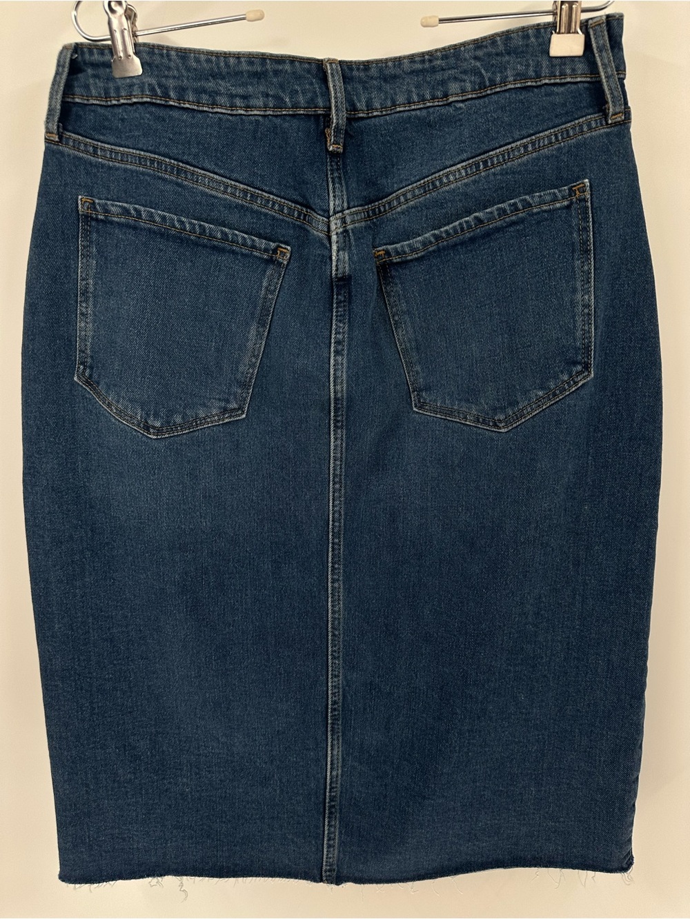 Old Navy Higher High-Rise Denim Jean Skirt Med Wash Cut-Off Size 12 Split Front - Picture 4 of 13